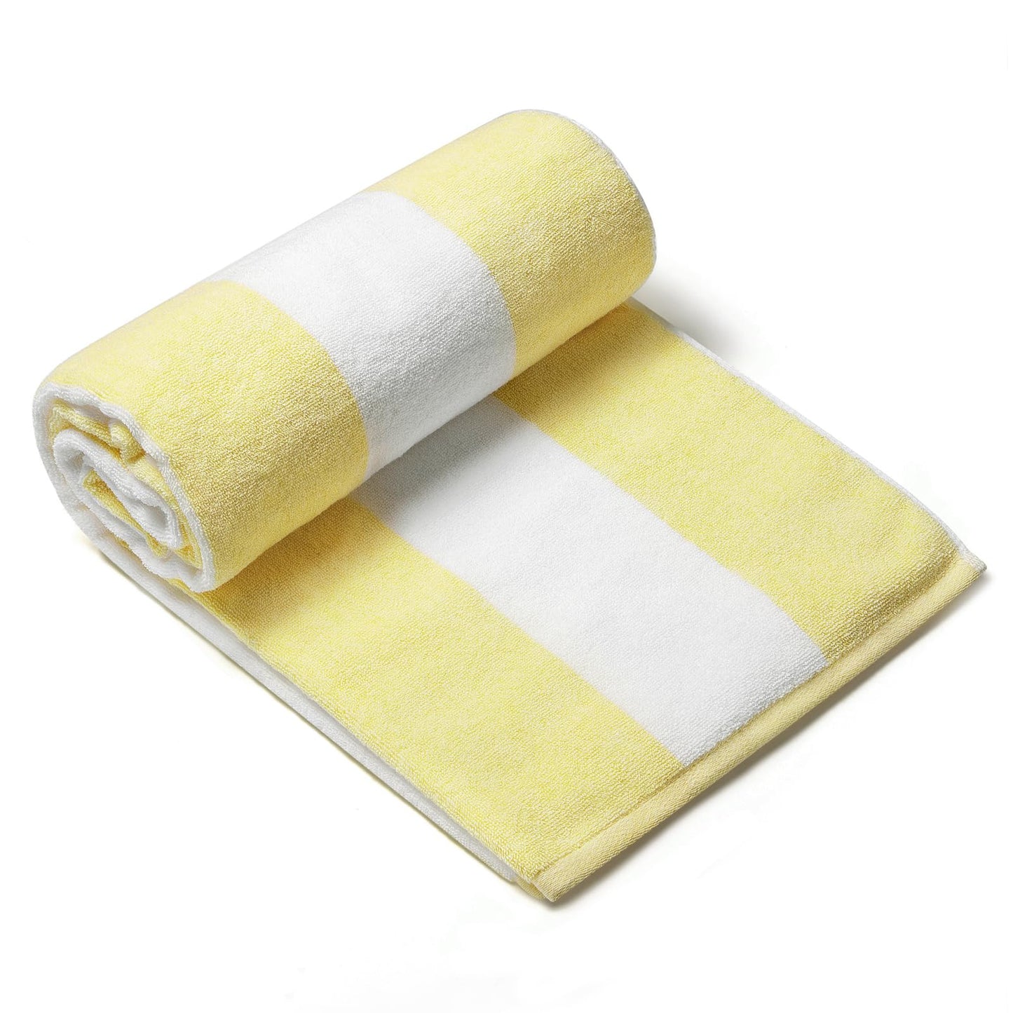 CLOWOOD Plush Oversized Beach Towel - Cotton 40 x 70 Inch Large Thick Yellow Striped Cabana Pool Swimming Towel