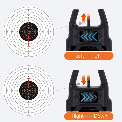 Fiber Optic Sights, Flip Up Sights with Red & Green Fiber Optics Dots, Tool-Free Adjustable Front and Rear Backup Sights for Rapid Transition Flip Up Iron Sights (Black)