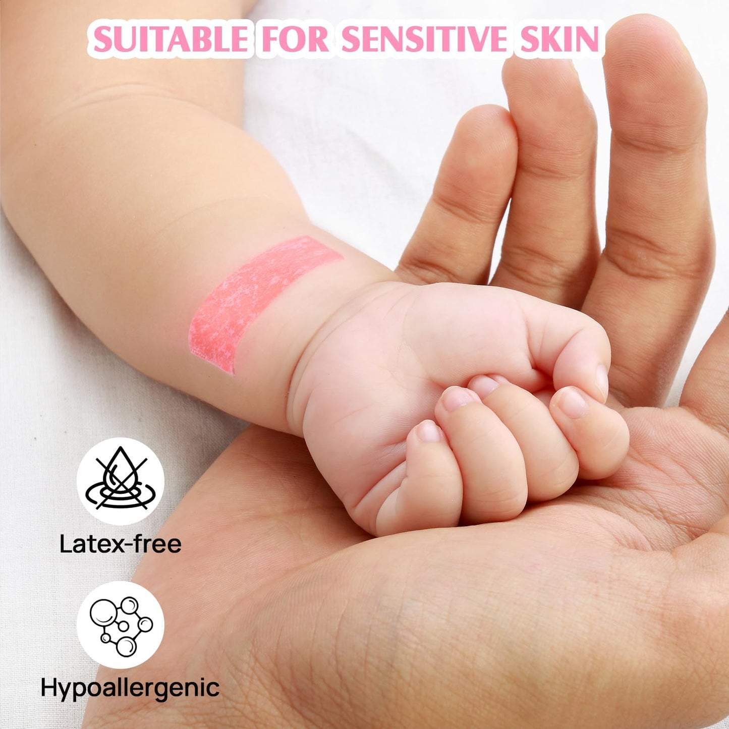 Silicone Medical Tape -1 in × 5 yds (3 Roll) Waterproof Tape for Sensitive Skin Wound Care, Latex-Free, Painless Removal, Reusable for Gauze Pads and First Aid