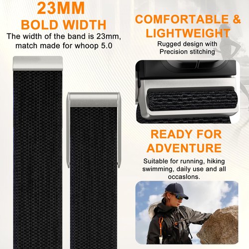 omee Nylon Sport Band Compatible with Whoop 5.0 Bicep Bands One, Peak and Life, Breathable Nylon Adjustable Waterproof Replacement Wristbands Straps for Whoop Band 5.0 – Not Compatible with Gen 4