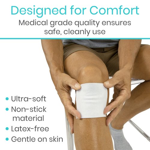 Vive Care 3x3 Sterile Gauze Pads (100 Piece) - Individually Wrapped 2-Pack Wound Dressing for Cleaning & Cushioning - Non-Adhesive Highly Absorbent Bandages