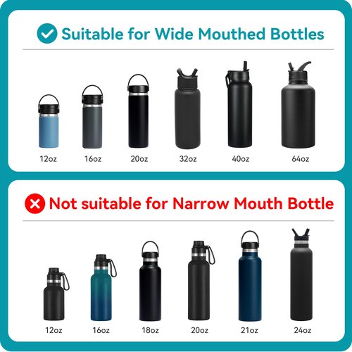 Soledea 2 PACK Flip Top Replacement Straw Lid for Hydro Flask Wide Mouth - Compatible with 12 16 18 20 32 40 64 oz, Flexible Handle, Leak-Proof Sport Cap Accessories