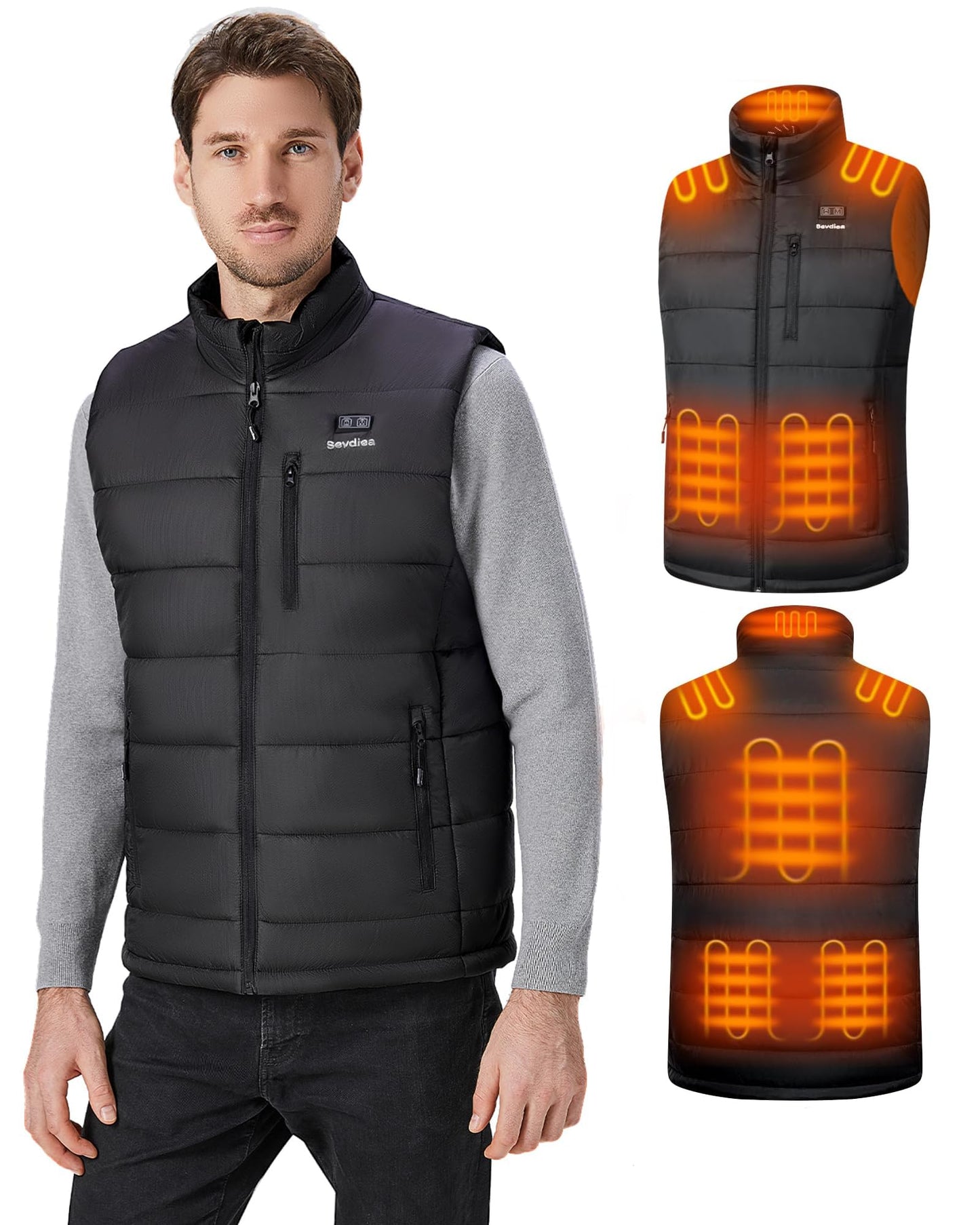 Heated Vest for Men with 16000mAh 7.4V Battery Pack Included，Warming Electric Heating Vest Rechargeable-3XL Size