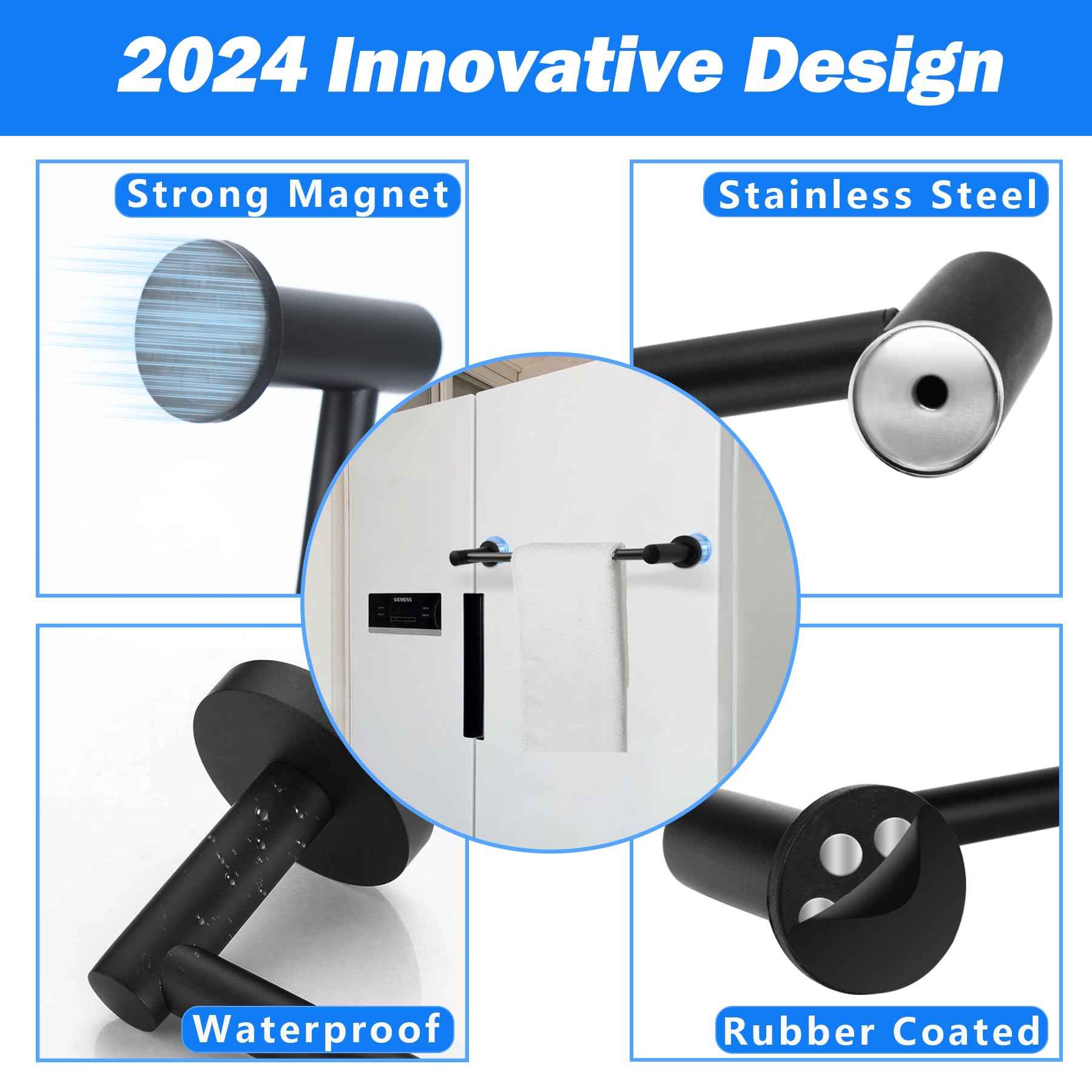 2 Packs Magnetic Towel Bar for Refrigerator, 14-25"" Adjustable Stainless Steel Magnetic Rod, Multi-Functional Magnetic Rack Holder for Kitchen Towel, Class Room Flip Calendar, Anchor Chart Paper