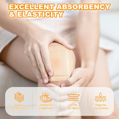 Carbou Silicone Super Absorbent Wound Dressing 5"x 5", 10 Individual Pack, Self-Adhesive Waterproof Bandage, Soft Highly Absorbent Dressing for Wound Care, Burns, Bedsores, Traumas & Surgical Wounds