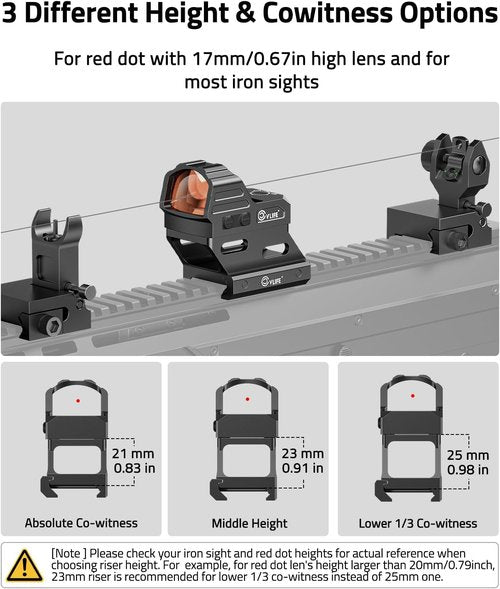 CVLIFE Red Dot Riser Mount - Reflex Sight Optic Riser Plate for Picatinny Rail | 21MM, 23MM, 25MM