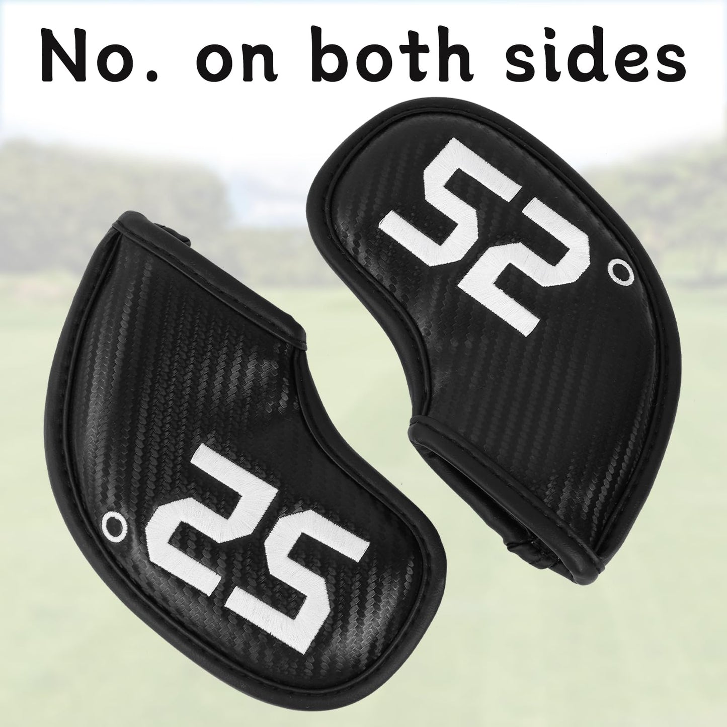 Craftsman Golf 6pcs Golf Club Wedge Covers Protective Headcover 50° 52° 54° 56° 58° 60° on Both Sides Woven Embossed Faux Leather Black fit RH and LH