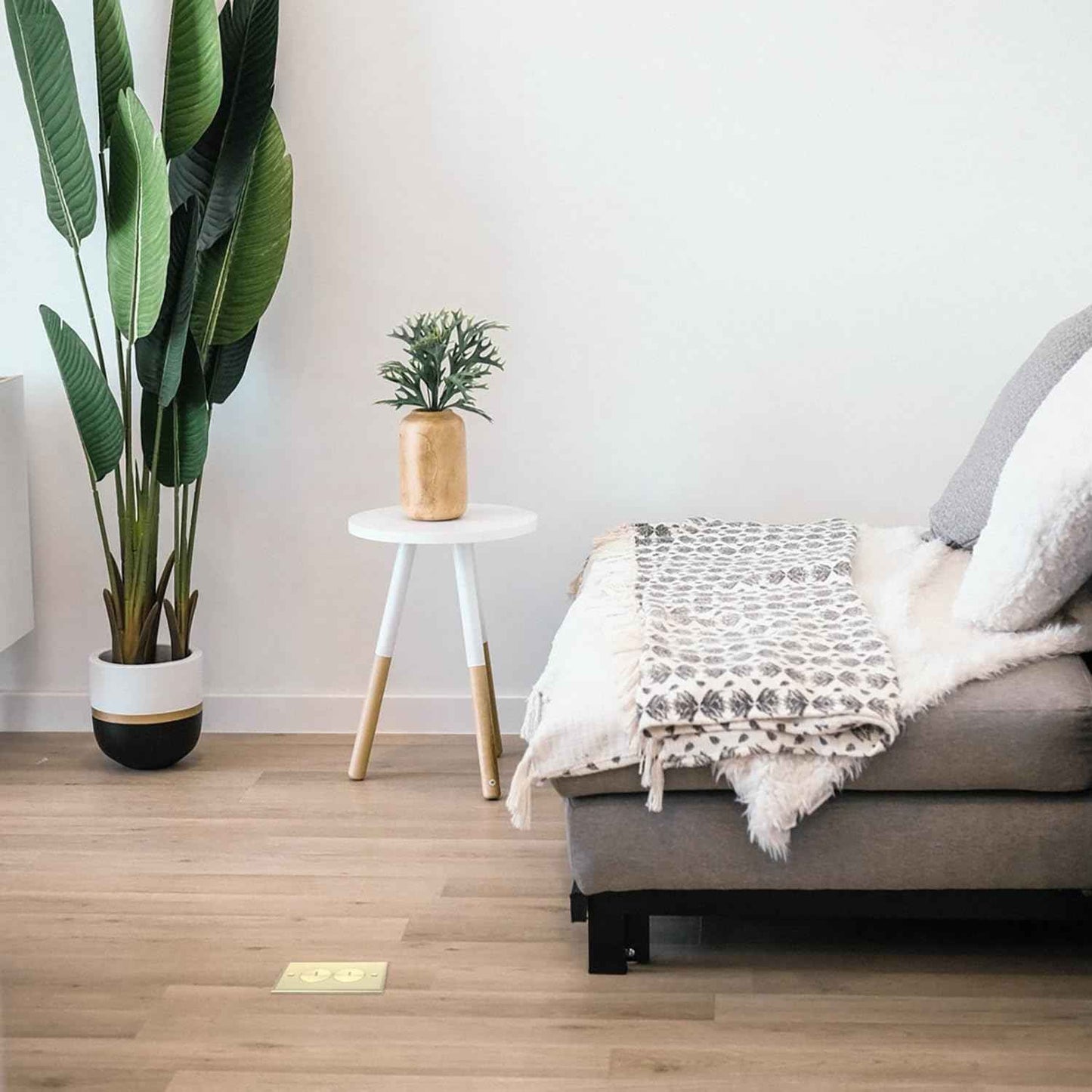 Legrand Pass & Seymour FB1TRDRB Floor Box Assembly for Wood Floors with 15 Amp Tamper Resistant Receptacle Outlet, 1 Gang, Brass (1 Count)