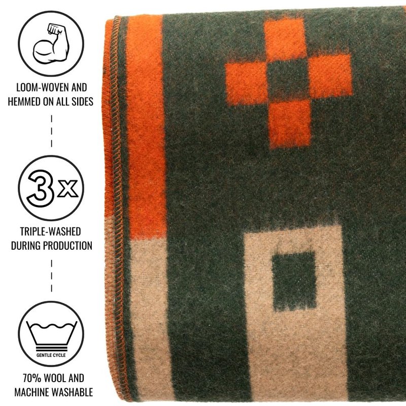 Arcturus Rainier Wool Blanket, Warm, Thick, Washable Wool Blanket for Home, Outdoors, Camping, Tailgates, Picnic, Hunting, Travel & Emergency Kits, Twin Size, 4.5 lb, Lone Pine