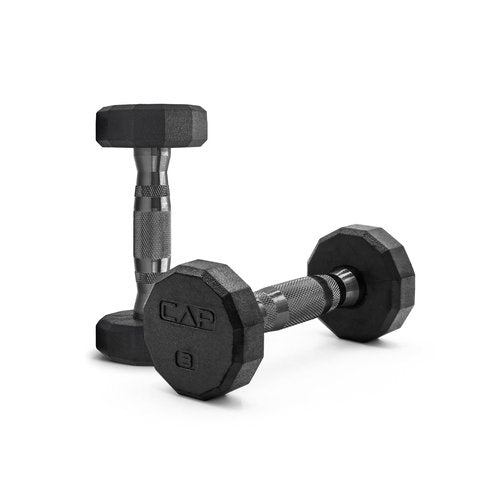 CAP 12-Sided Coated Dumbbell with Black Handle, Pair, 3 LB