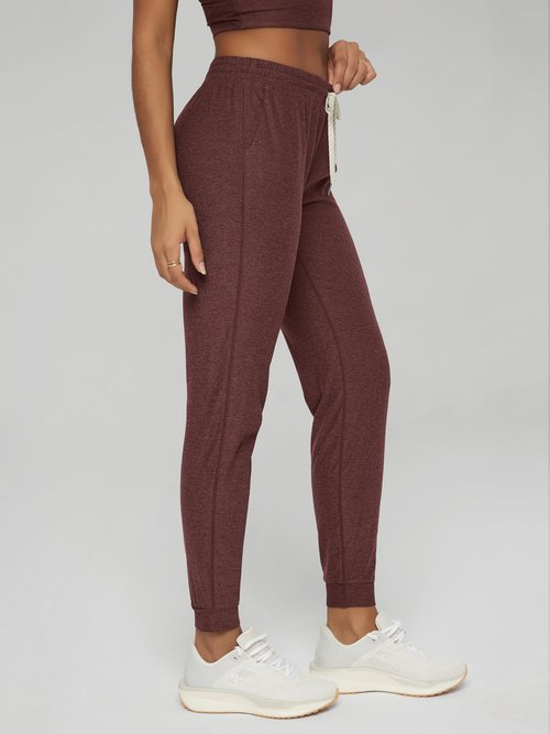 ODODOS Women's Performance Joggers - Ultra Soft odSTRATUM Tech Sweatpants - 25" Mid Rise Cropped Pants with Pockets, Java Heather, X-Small