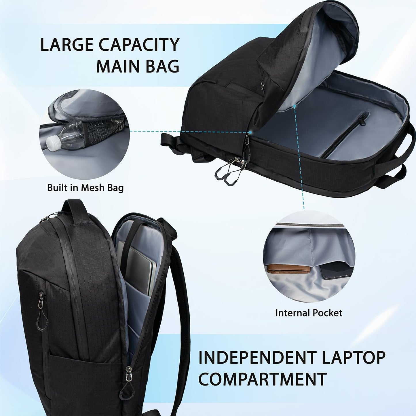 Skiennix Laptop Backpack - Minimalist, Abrasion & Water Resistant Daypack | 25L Lightweight Capacity for Work & Leisure
