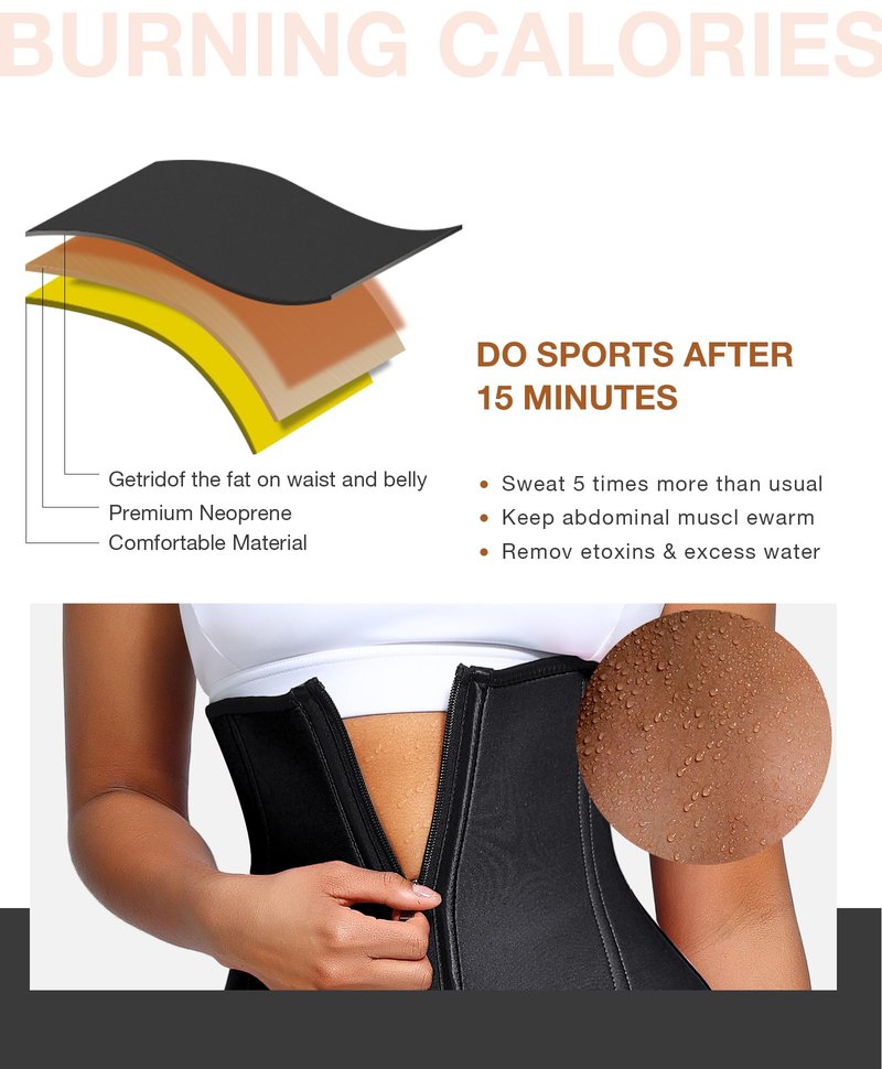 Lover-Beauty Waist Trainer for Women with Strap, Gym Corset Waist Trimmer, Body Shaper, Black, S