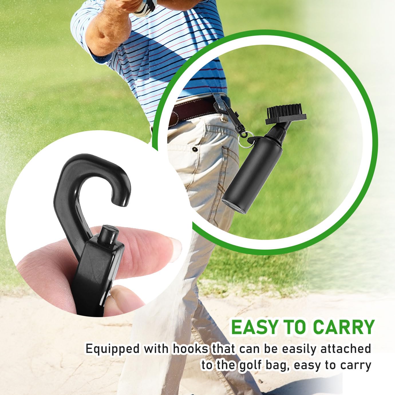 WXJ13 2 PCS Golf Clubs Cleaning Water Brush,Golf Club Groove Cleaner Brush with Leakproof Reservoir Tube, Squeeze Bottle