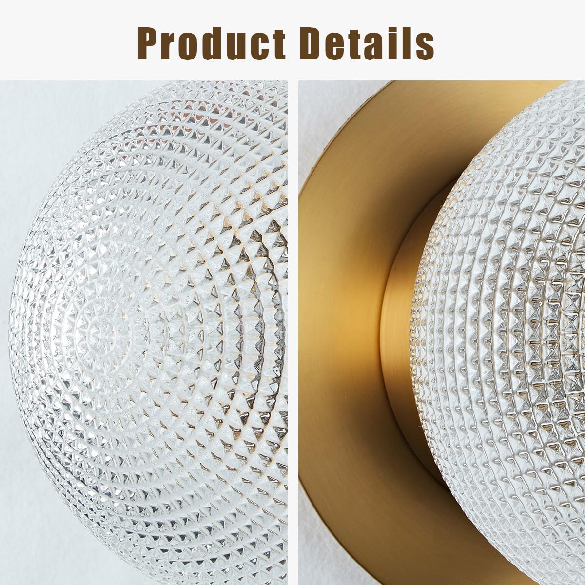 Antique Brass Globe Glass Prismatic Wall Sconce, Elegant Textured 6 Inch Dia Wall Mount Light, Decorative Wall Fixture for Entryway, Hallway, Bedroom, Living Room