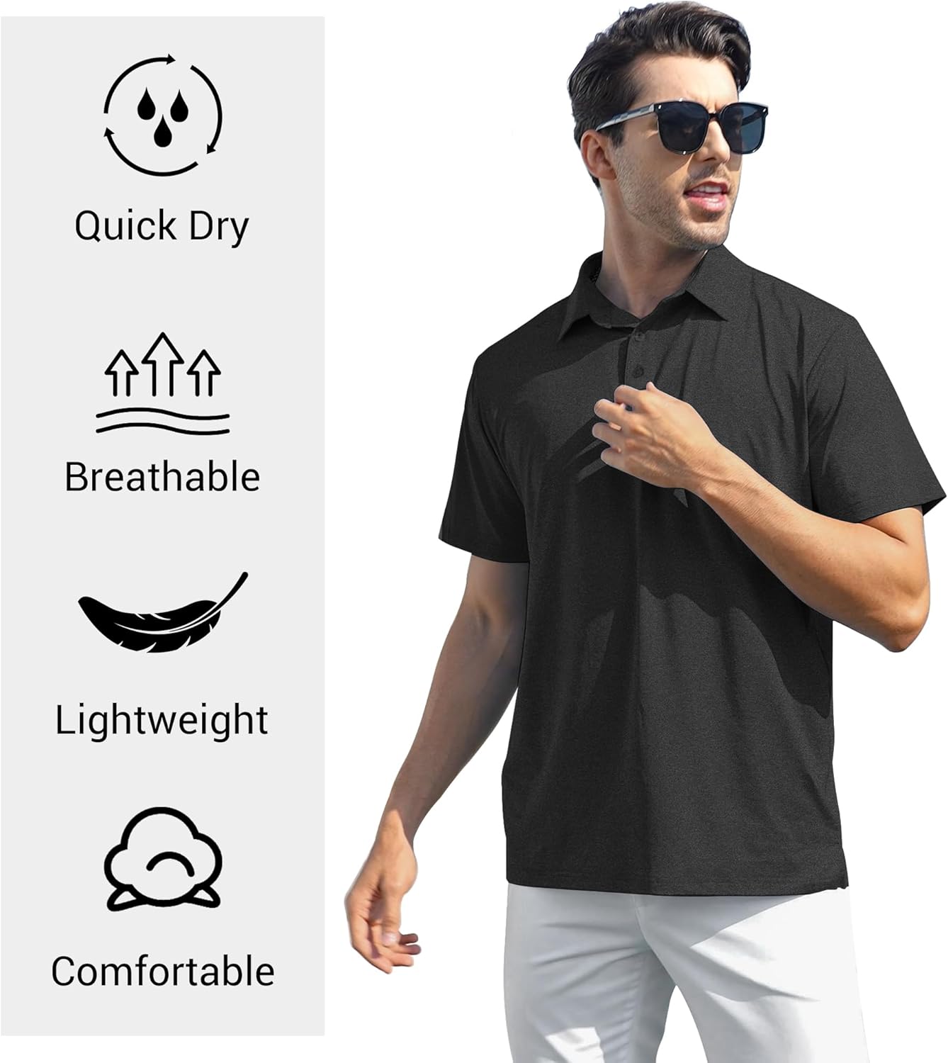 MLYENX Men's Polo Shirts - Quick-Dry, Moisture-Wicking Casual Golf Tees | 4/5 Pack, Short Sleeve