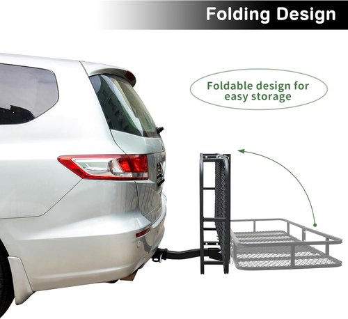 Leader Accessories Trailer Hitch Cargo Carrier - Folding Vehicle Rack with Bag | 60"x24"x6", 500 lbs Capacity