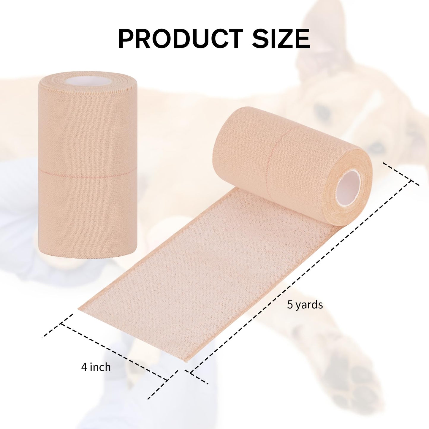 Worive 4 Rolls Elastic Tape, Breathable Self Adhesive Bandage Wrap, Flexible Stretch Bandages for Sports Wrists Sprains Knees Ankles, for Animals and Pets, 5 Yards (4 Inch in Width)