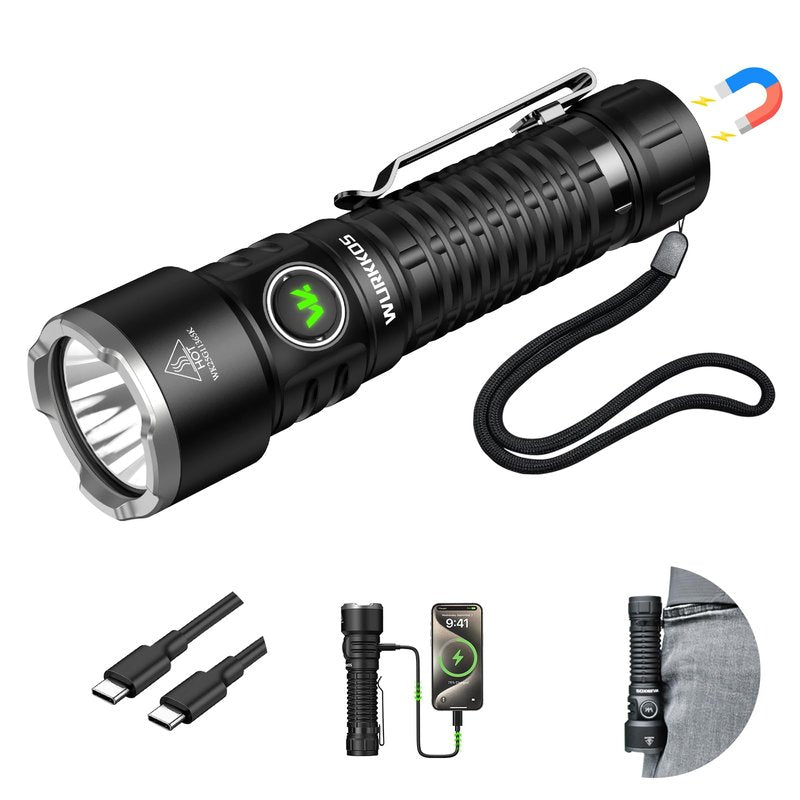 Wurkkos TS28 Rechargeable LED Flashlight, 3200 Lumens Super Bright Flashlight with Multiple Modes, IPX8 Waterproof Flash Lights for Camping, Hiking, Outdoor and Emergency Use