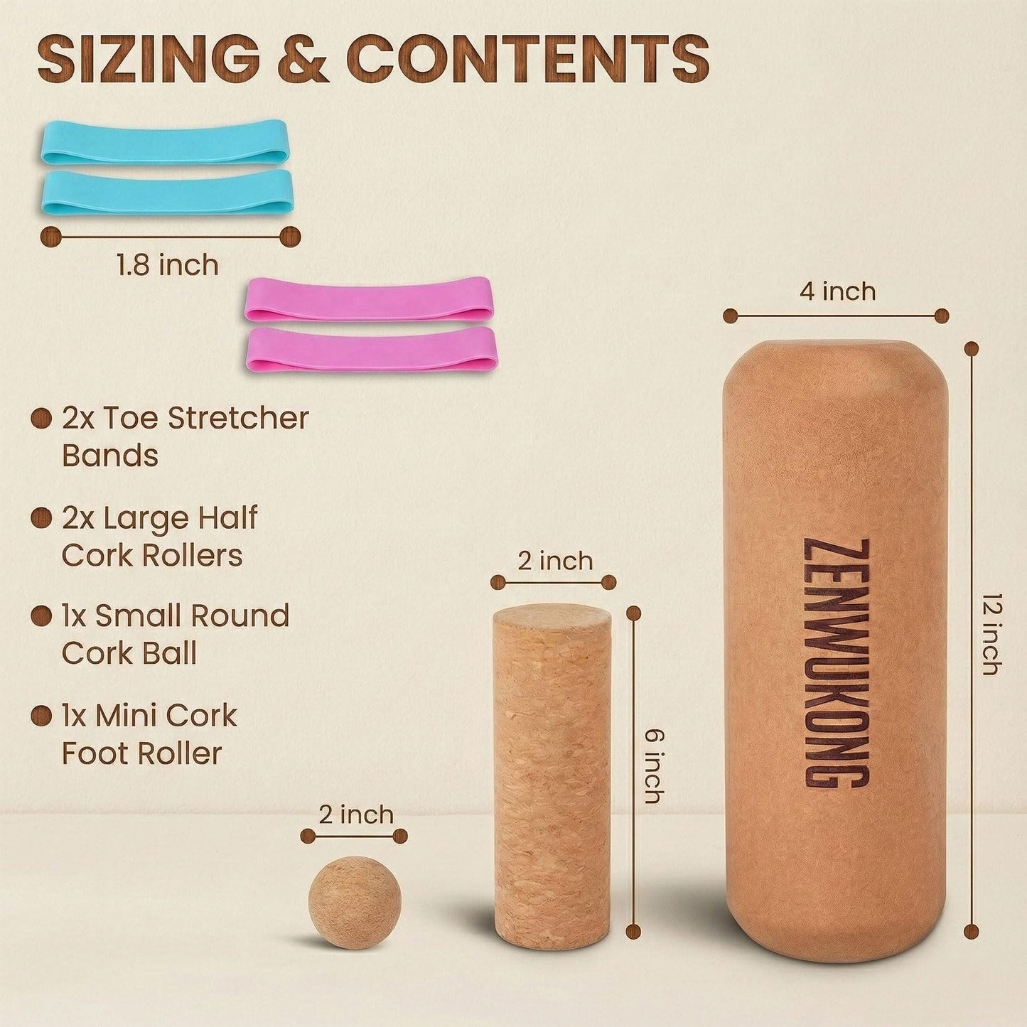 ZENWUKONG Cork Balance Board - Premium Cork Stability Balance Trainer | Foot & Ankle Strengthener to Improve Mobility, Prevent Falls | Home Gym Fitness Equipment | Mobility Trainer for Adults