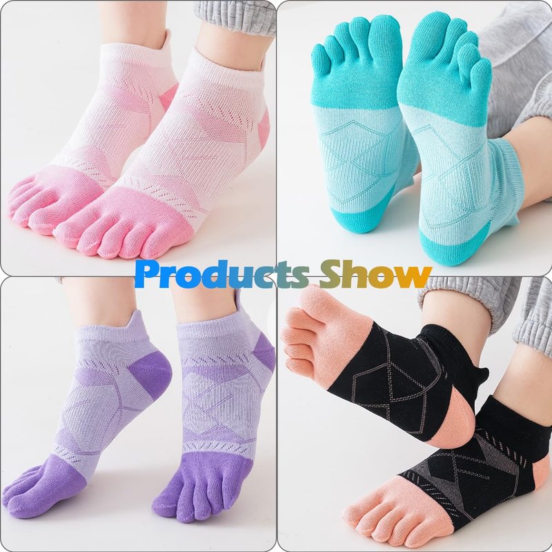 Meaiguo Women's Toe Socks Cotton Ankle Five Finger Socks For Running Athletic,Breathable & Arch Support 4 Pairs
