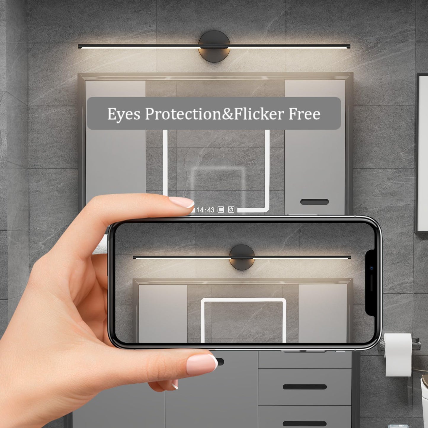 Coinmit Modern Bathroom Vanity Light 40Inch,30W Matte Black Led Bathroom Light Fixture Over Mirror 360° Rotatable 5000K