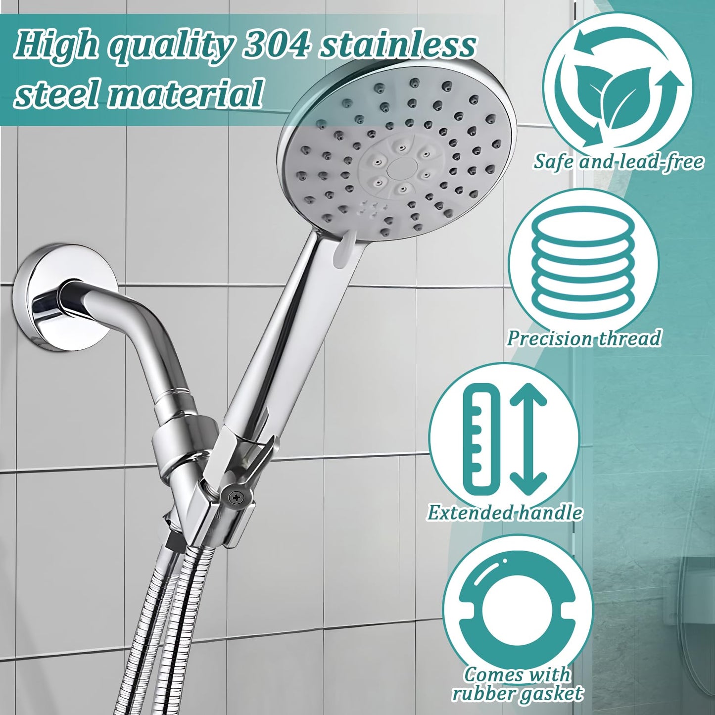 Shower Head Shut Off Valve 304 Stainless Steel Mini Ball Valve(1/2" Female X Male) NPT Thread Water Flow Control，RV Shower Head with Hose Flow Restrictor