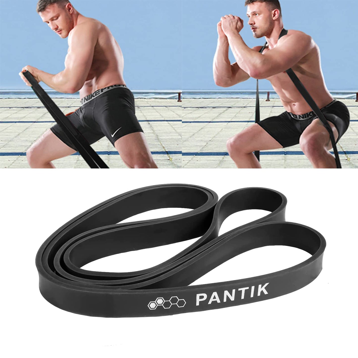 PANTIK Resistance Bands Set for Women and Men Pull up Bands Exercise Loop Band for Body Stretching Powerlifting Yoga Pilates Resistance Training Black