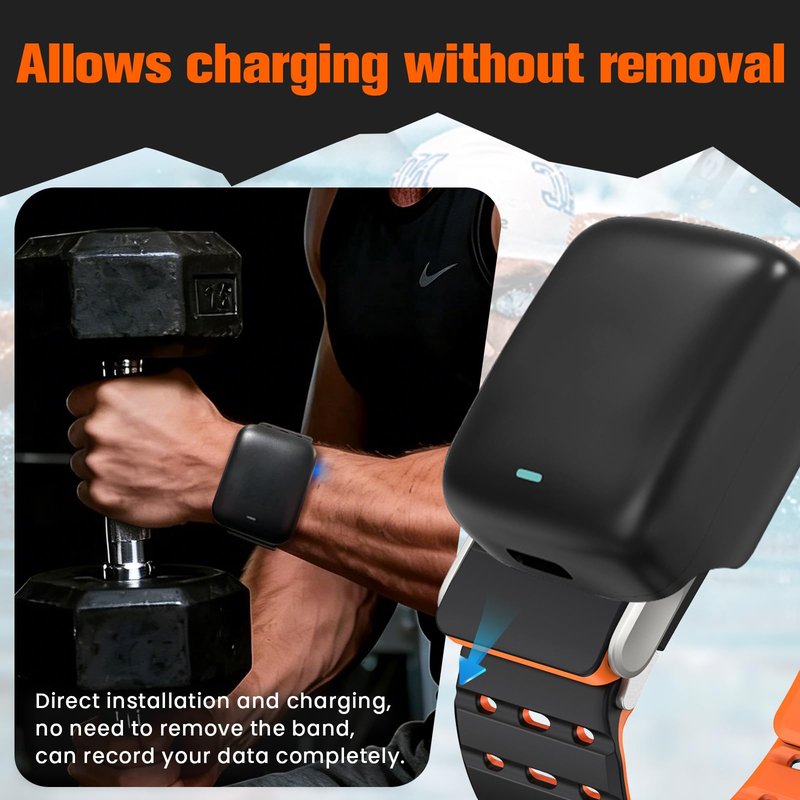 Anpzband-Silicone Magnetic Band Sports Compatible with Whoop 5.0 Band, Adjustable Breathable Replacement Wristbands Straps, with U-Shaped Frame, Strap Men Women, for Whoop 5.0 Silicone Bands (Black Orange)