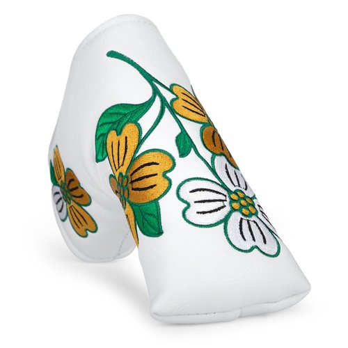 Golf Blade Putter Cover, Flower Elegant Embroidery Premium Leather Golf Blade Putter Headcover Putter Head Covers Fits Most Blade Putter