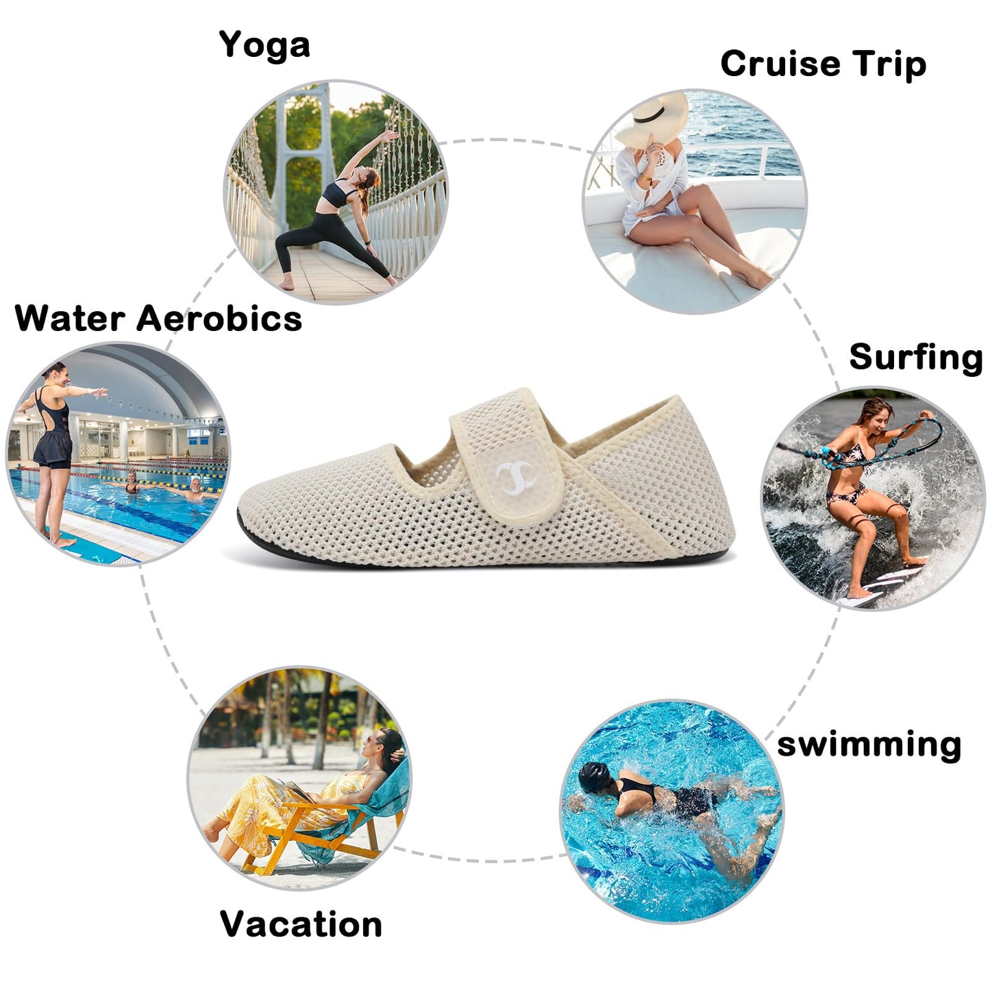 Swim Shoes Women Summer Beach Water Aerobics Shoes Ladies Aqua Sand Socks Youth Kayaking Surfing Diving Boating Fishing Shoes Mesh Sandals Size