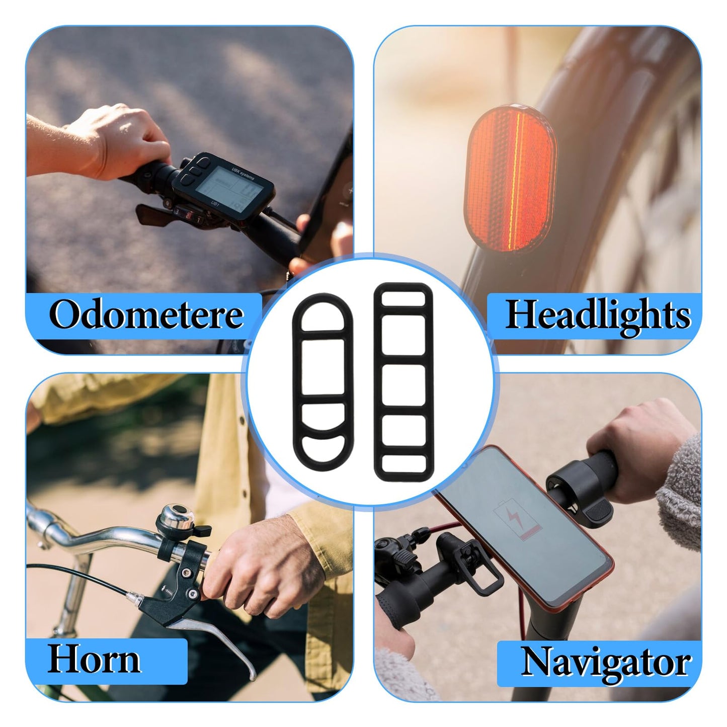 QfwdfcTrenz 40Pcs Bicycle Light Silicone Straps Bike Silicone Mount Band with Hooks Rubber Light Strap Replacement Strap Black Handlebar Bands for Most Bicycle Lights Sets