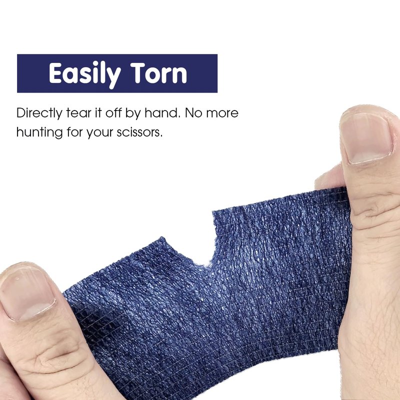 COMOmed Self Adherent Cohesive Bandage 2"x5 Yards First Aid Bandages Stretch Sport Athletic Wrap Vet Tape for Wrist Ankle Sprain and Swelling,Navy Blue(12 Rolls)