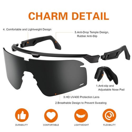 Occhsouo Sports Sunglasses for Men: Cycling Glasses Womens Youth Sunglasses for Baseball Running