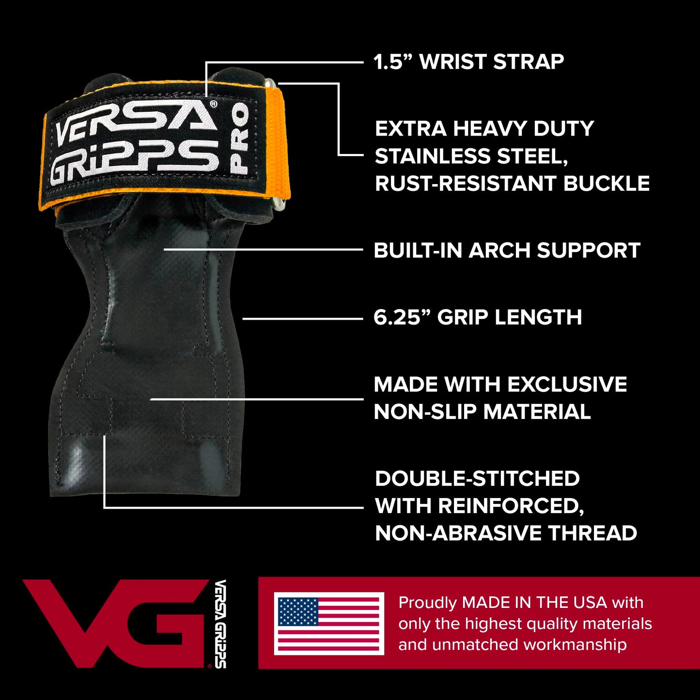 Versa Gripps Pro, Made in USA, Wrist Straps for Weightlifting Alternative, Best Training Accessory, R/L, Purple