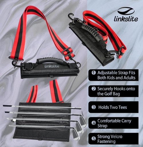 Linkslite Ultra-Lightweight Golf Carry Bag – Compact 5-Club Design w/Adjustable Padded Strap – Built-in Tee Holders, Durable & Portable for Walking Golfers, Driving Range, Practice Sessions