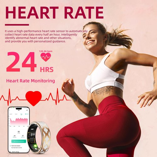 UouNeaCo Smart Ring for Women& Men -Health Tracker Ring with Heart Rate/Blood Oxygen/Sleep Tracker/Step Counter/10ATM Waterproof Fitness Ring，Free No Subscription Fee, for iOS&Android (#9)