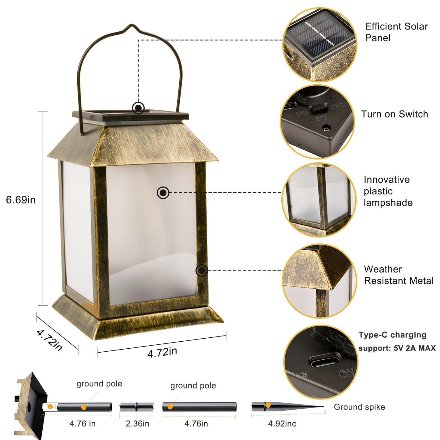 Solar Lights Outdoor Waterproof 3D Star Patterns for Garden Fall Decoration, 2 Lighting Modes, Auto On/Off Hanging Solar Lantern for Outside, Lawn Patio Walkway Driveway Decor Landscape Lighting