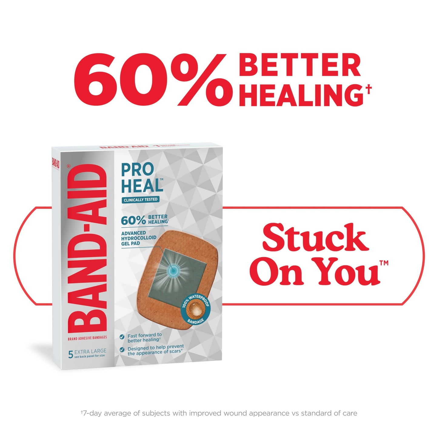 Band-Aid Brand Pro Heal Adhesive Bandages + Hydrocolloid Gel Pads, Extra Large Clinically Tested Waterproof Bandages for Better Healing of Minor Wounds, Sterile First Aid Bandages, Twin Pack, 2 x 5 ct