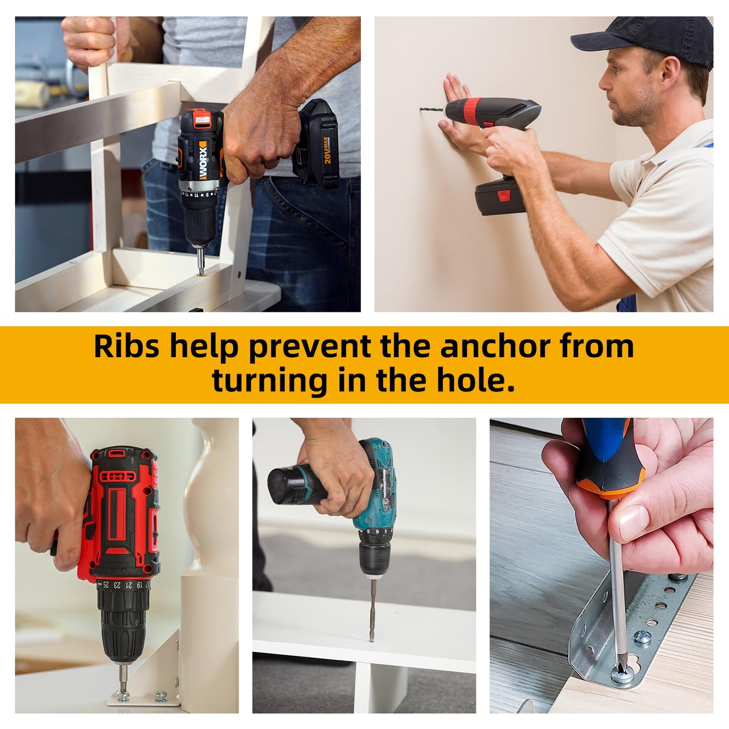 200 Pcs Premium Quality Plastic Drywall Wall Anchors (Screws No Included),Bulk Pack #6x1