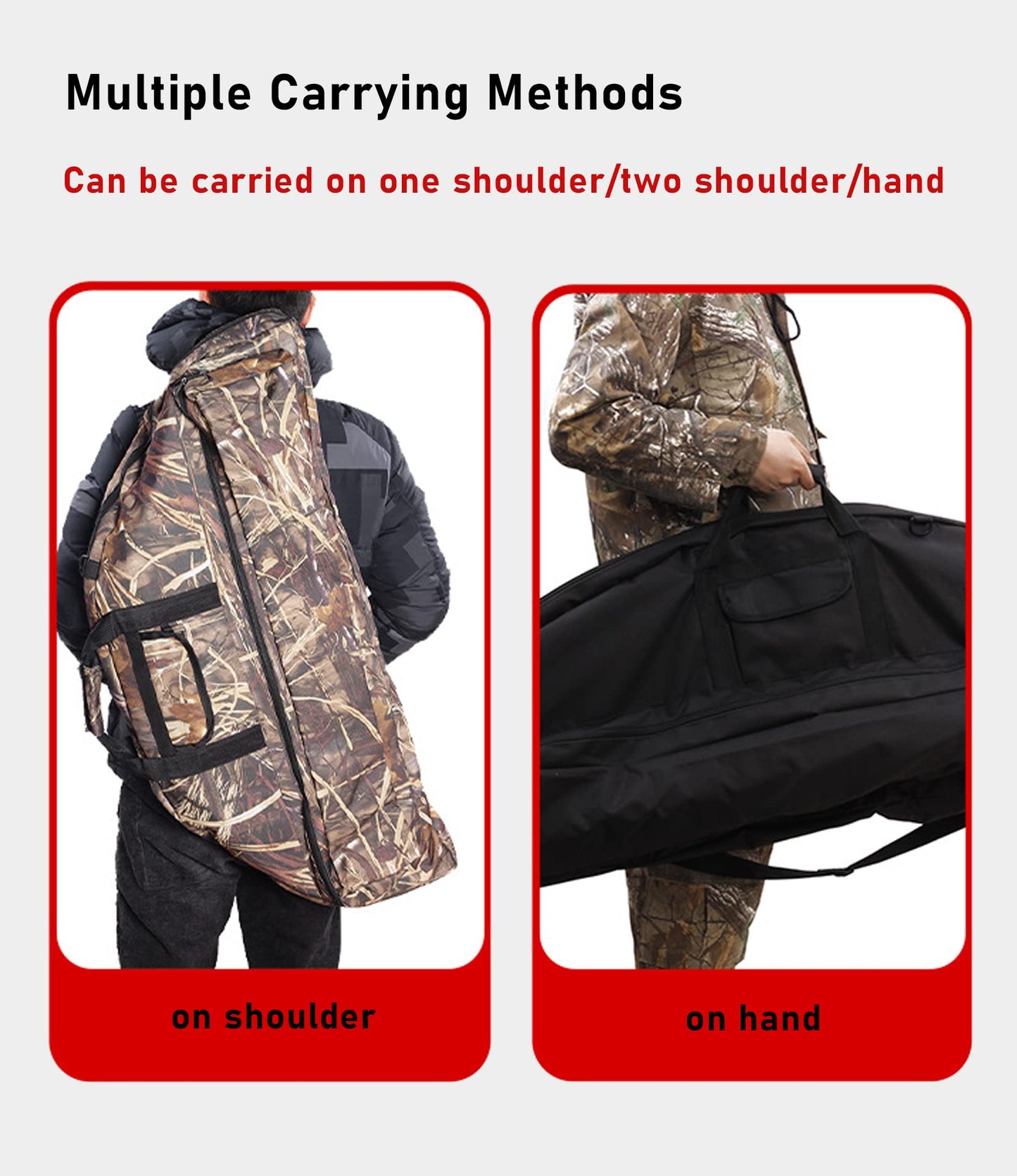 SOPOGER Lightweight Soft Compound Bow Case with Pockets, 600D Water-Resistant Archery Backpack Bow Bag for Hunting (Black, 37.4 inch)