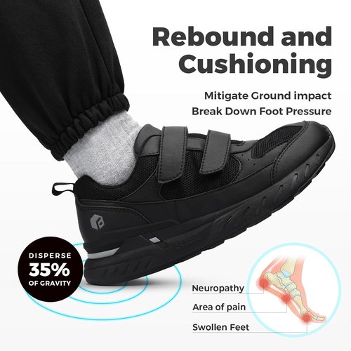 FitVille Extra Wide Walking Shoes - Orthopedic Sneakers for Swollen Feet | Hook and Loop Closure, Rebound Core V8