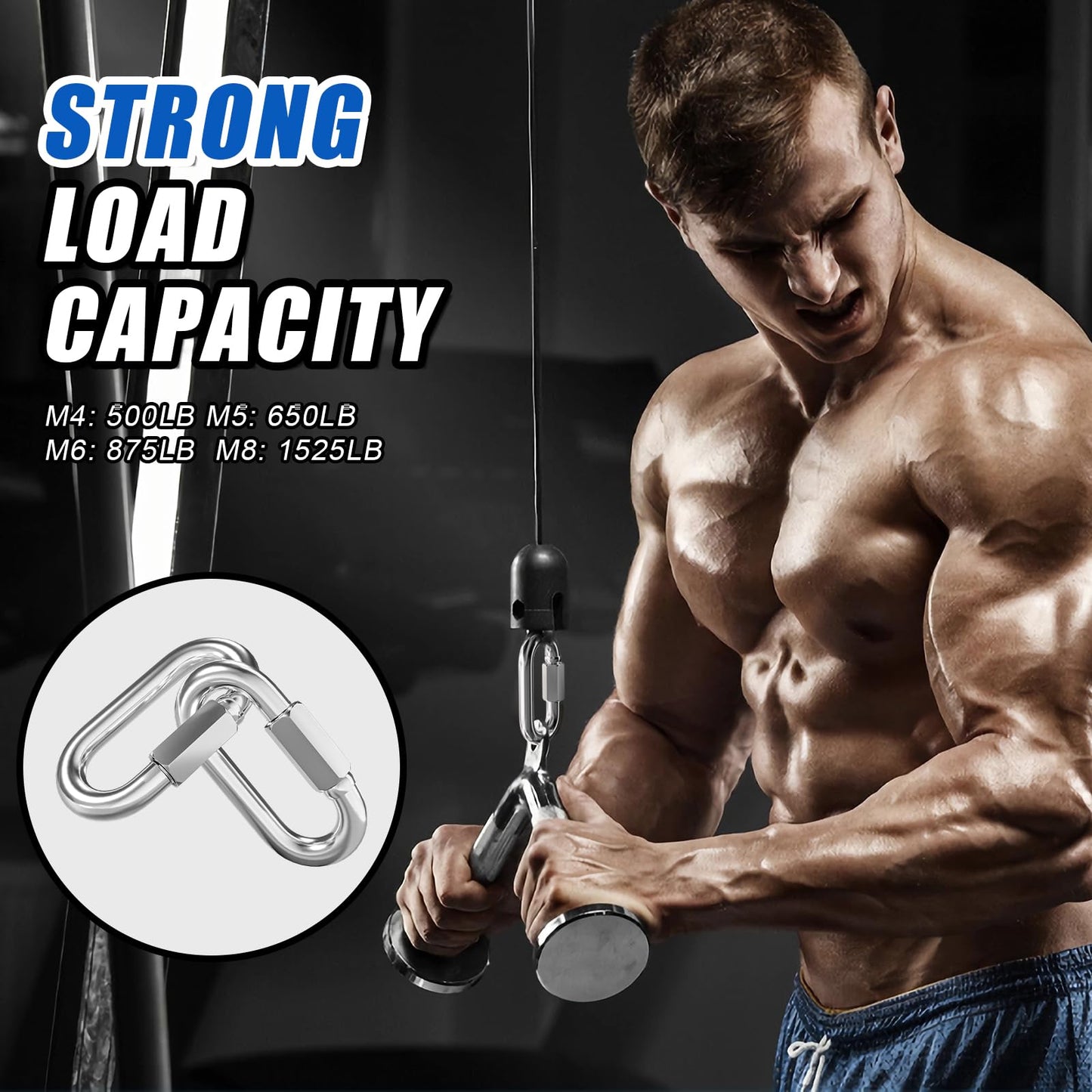 KINLINK 10PCS M5 3/16 Quick Link Chain Connector, 304 Stainless Steel Carabiner, Small Locking Carabiner Clips Heavy Duty Chain Link Connector for Connecting Hammock，Swing, Shade Sail-Capacity 650LB