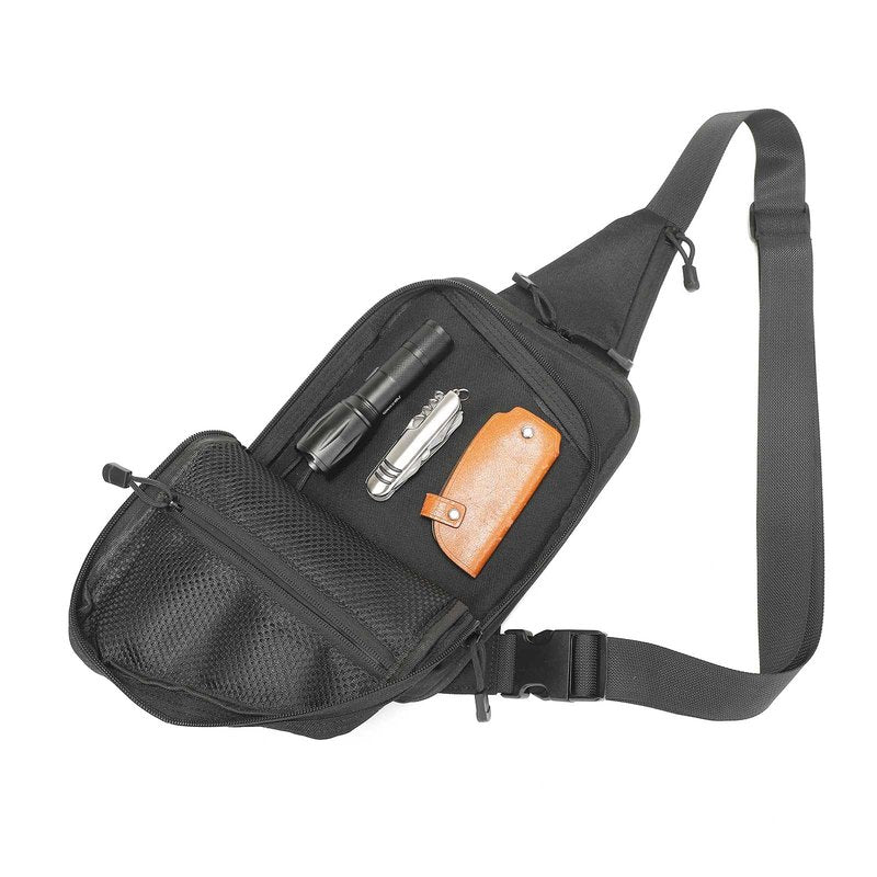 VTACOUTV Concealed Carry Crossbody Bag for Men Women, Sling Gun Pack Shoulder Chest Daypack EDC CCW Range Bags of Handgun (Black)