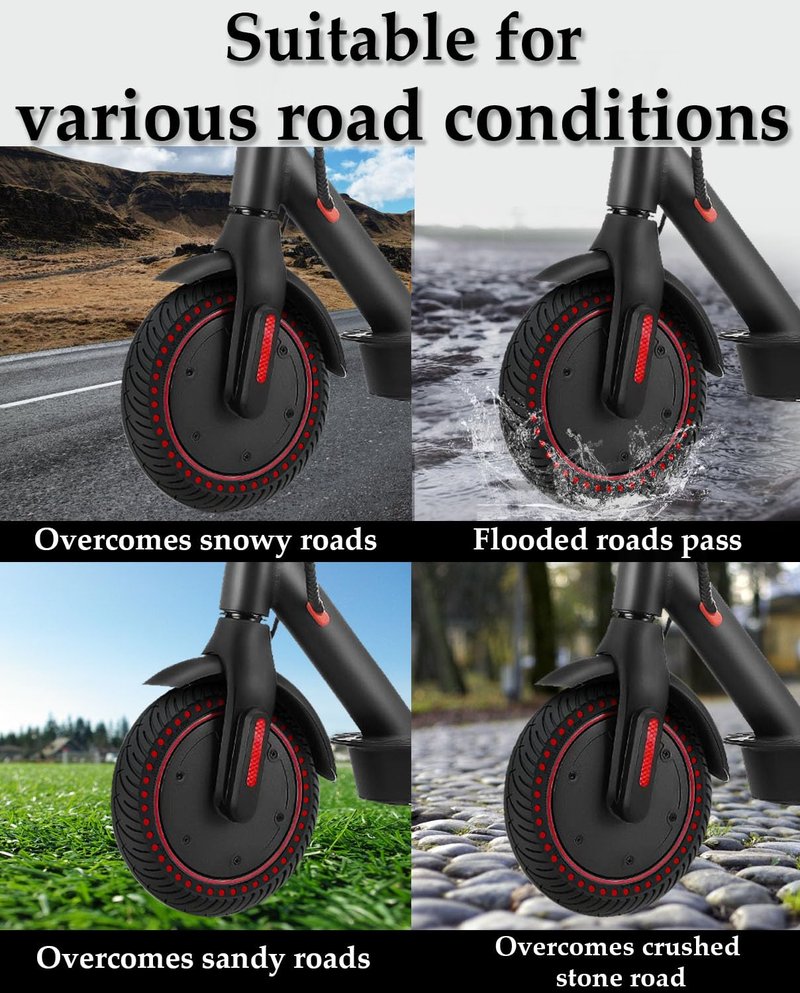 Felixstory 8.5x2 inches Solid Tires，8 1/2 x2 Tire Replacement for Electric Scooter Xiaomi Pro 2 Hiboy S2, 8.5 Inch 50/75-6.1 Rubber Tubeless Tire and All 8.5'' Scooter Tires