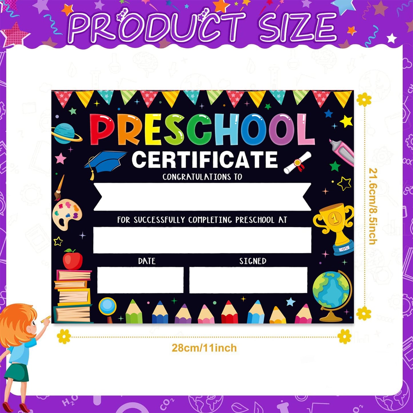 30 Pieces Preschool Graduate Certificates Colourful Kindergarten Diplomas