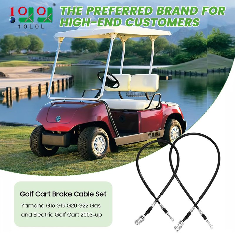 10L0L Golf Cart Brake Cable Set Compatible with for Yamaha G8 G14 G16 G19 G20 G22 Gas and Electric Golf Carts (Passenger Side #JF2-F6351-10 & Driver Side #JF2-F6341-00)