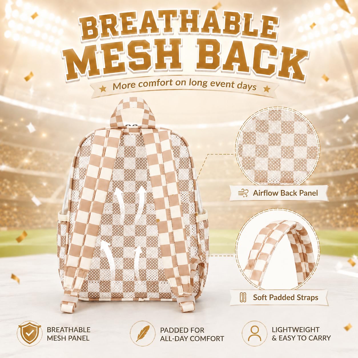 BTOOP Mini Clear Backpack for Stadium Events, 12 x 9 x 5 Inch Transparent PVC Bookbag, Fits Within Common 12x12x6 Stadium Bag Limits, for Concerts, Festivals, Women and Teens