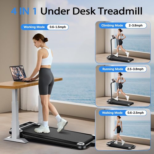 AoraPulse Portable Folding Treadmill - Compact Electric Treadmill for Home & Office | 300 LBS Capacity, LED Display