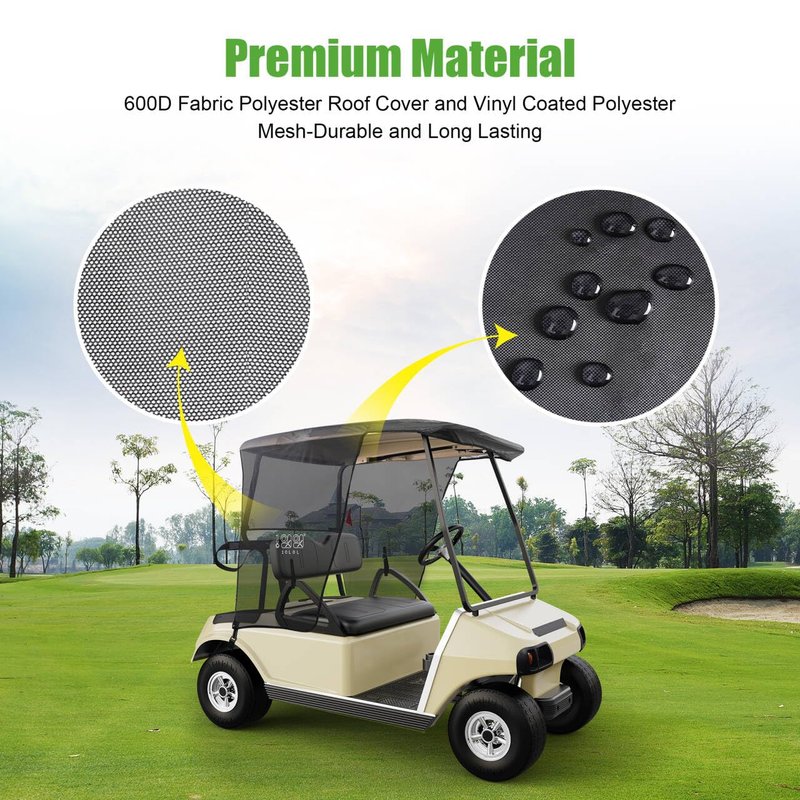 10L0L Golf Cart Sun Shade Cover for Club Car DS Precedent and EZGO TXT RXV, UV Heat Resistant Sunshade Curtain